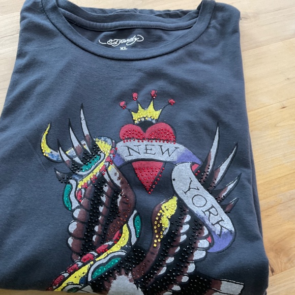 ED HARDY DAGGER RHINESTONE TEE BRAND NEW/THIS WILL NOT GO ANY LOWER - Picture 3 of 3